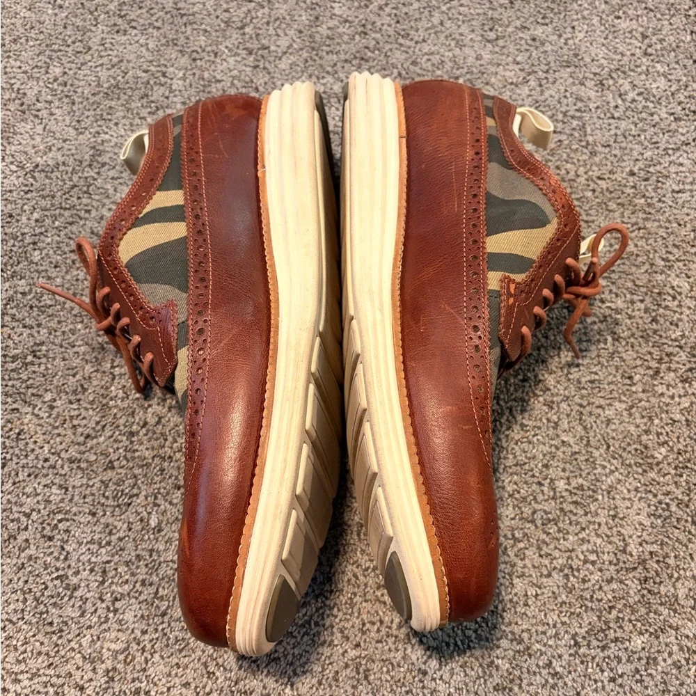 Men's Brown Leather & Camo Wingtip Oxford — Lightweight Dress Sneaker